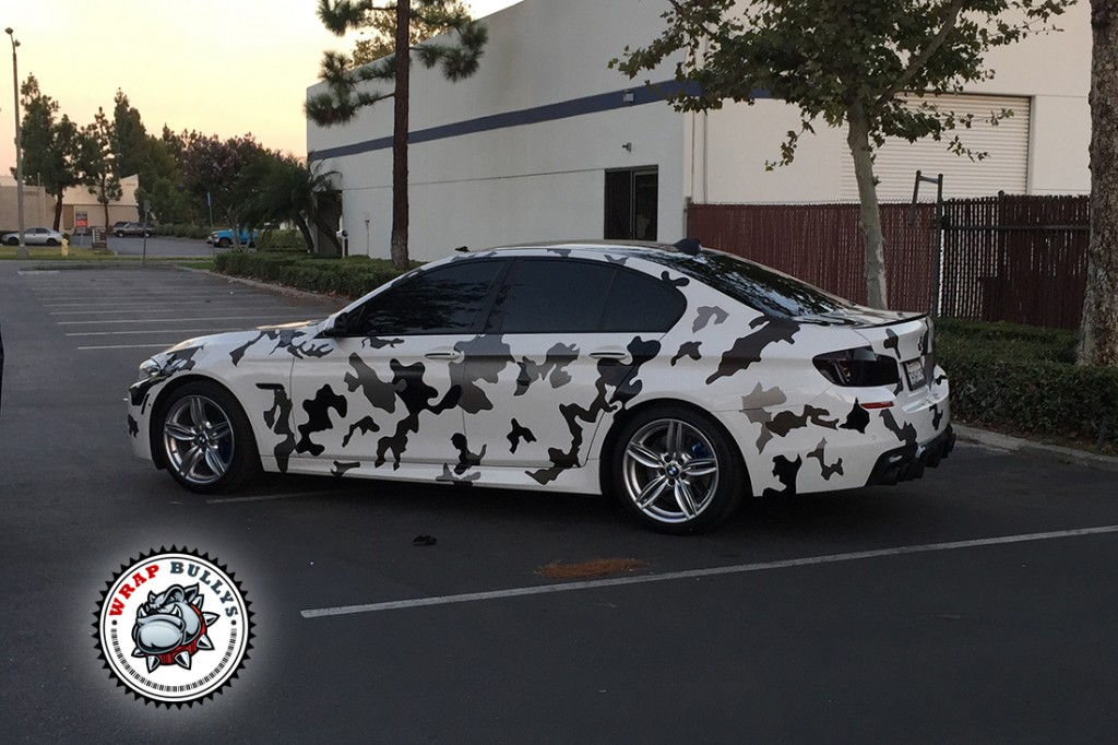 BMW 550i 3M Snow White Camo Wrap Gardena