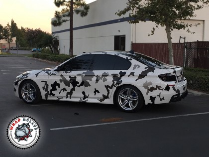 3M Snow White Camo BMW 550I Car Wrap