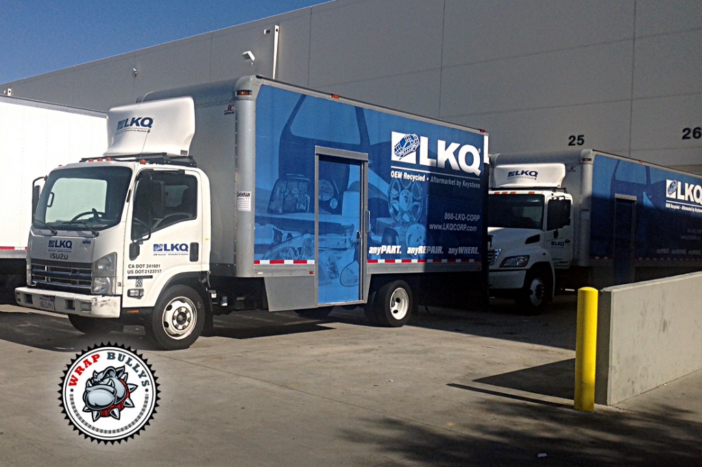 LKQ box truck fleet wrap installed in Gardena