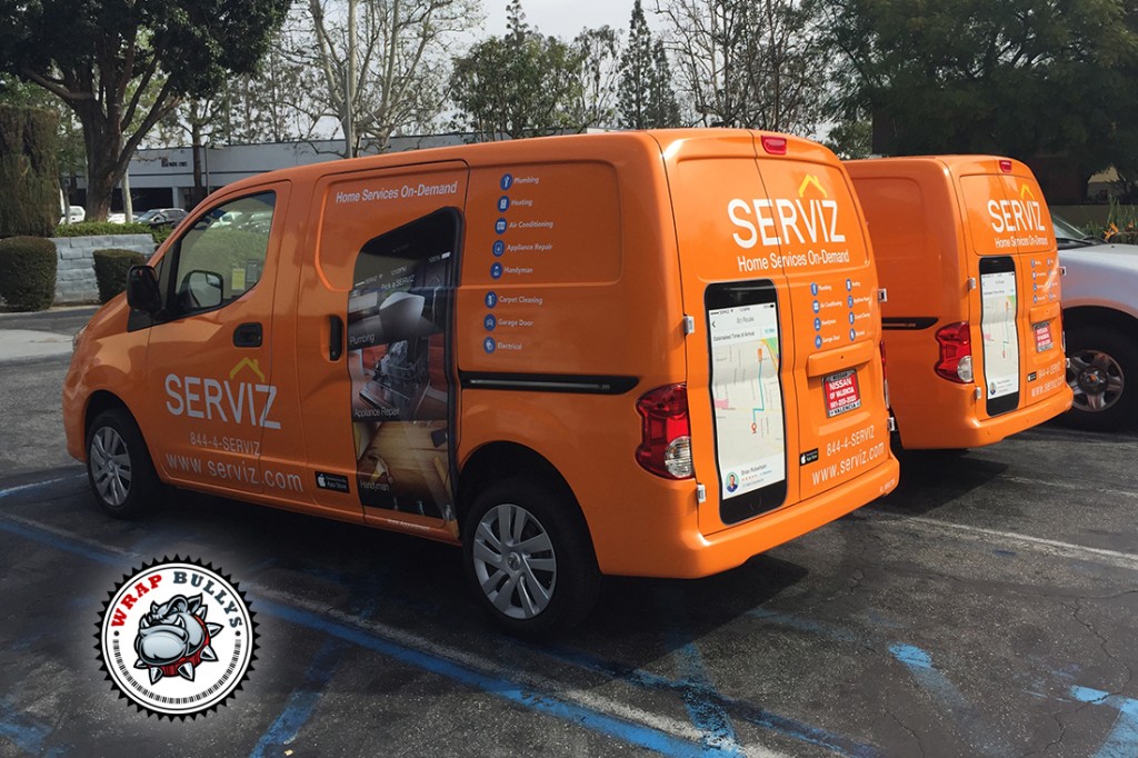 SERVIZ Nissan NV200 fleet van wrap in Gardena