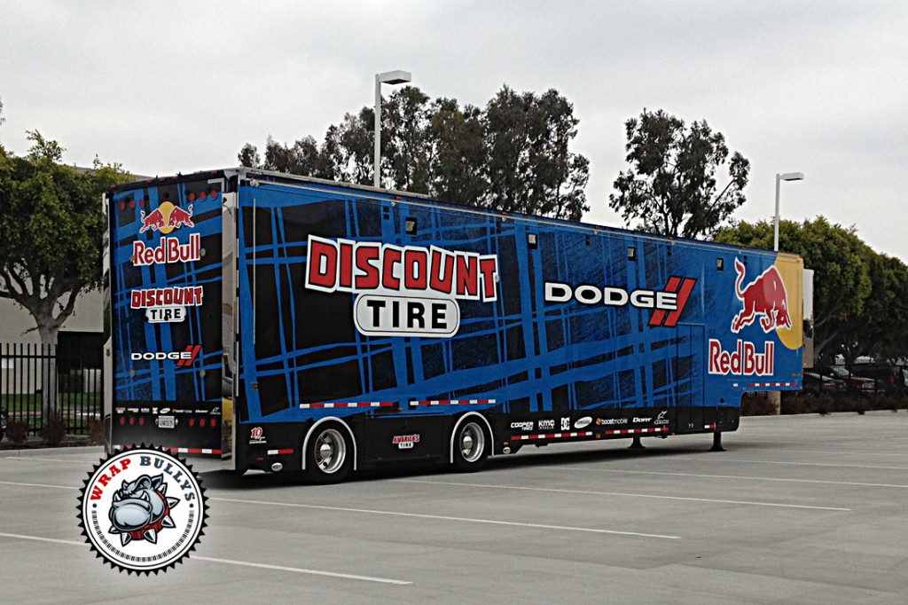 Red Bull tractor trailer graphics wrap in Gardena