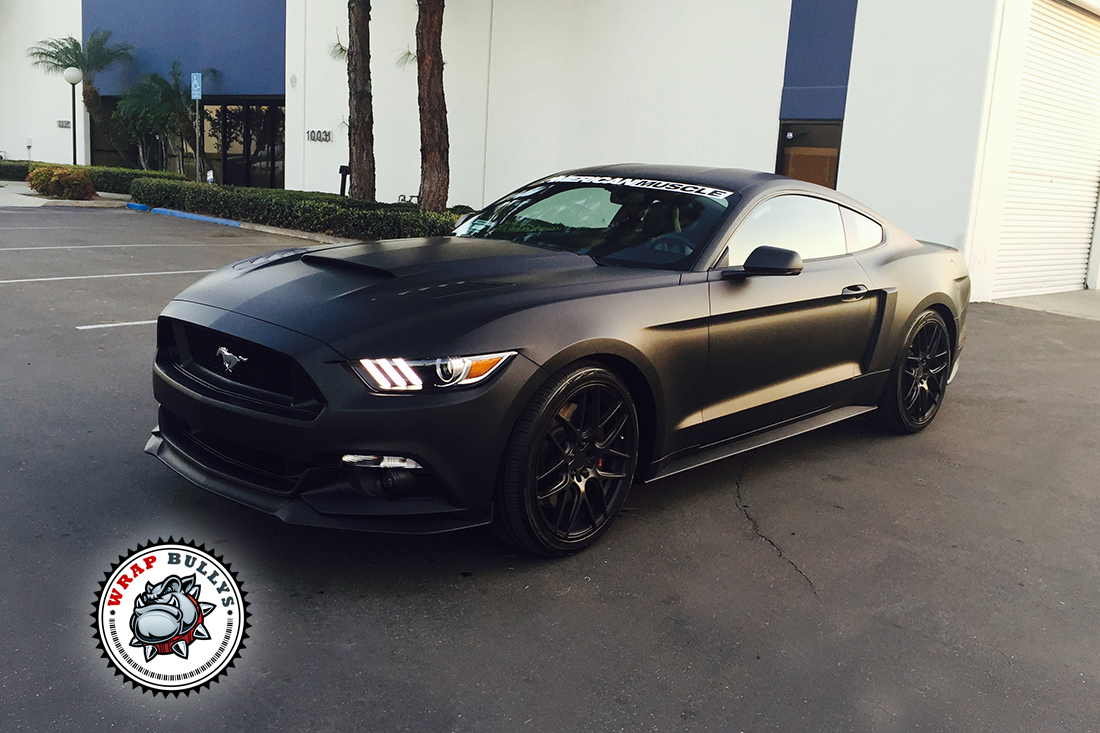 Discover Timeless Elegance: 3M Deep Matte Black Ford Mustang GT Car Wrap