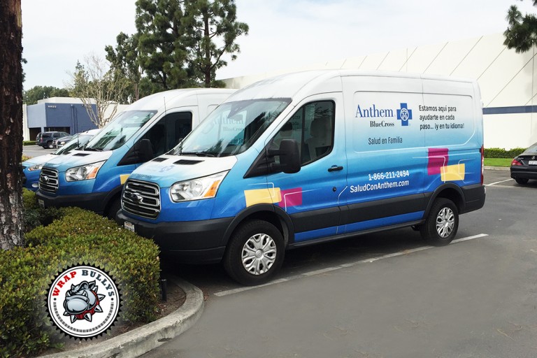 Anthem Ford Transit van wrap installed in Gardena