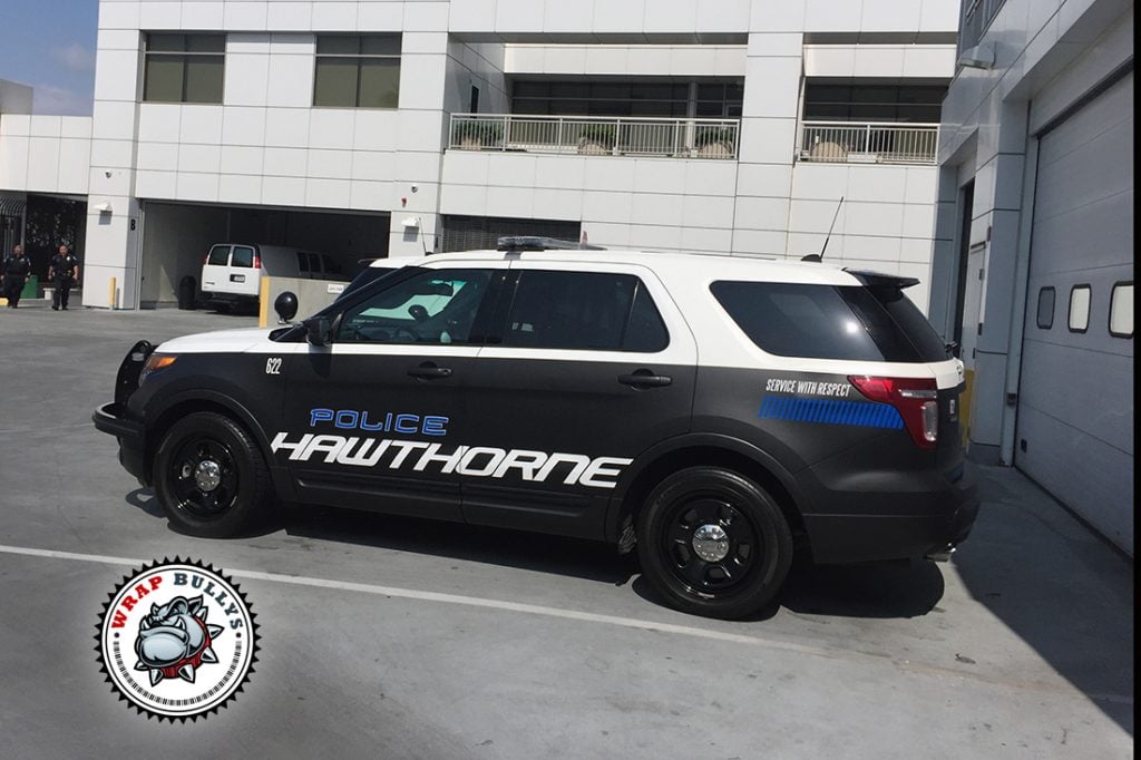 Hawthorne Police vehicle wrap installed in Gardena