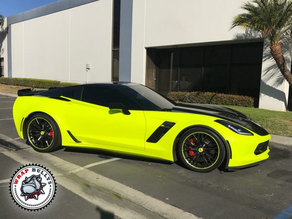 3M Satin Neon Yellow Corvette Z06 Car Wrap