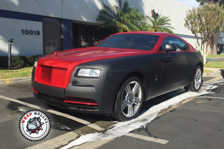 Rolls Royce Wraith Avery Chrome Red Matte Black Wrap Gardena