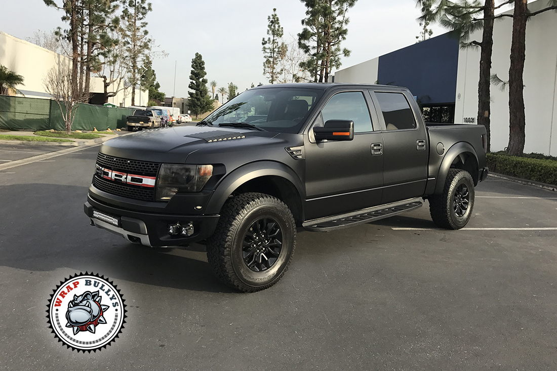 Ford Raptor Wrapped in 3M Satin Black | Wrap Bullys