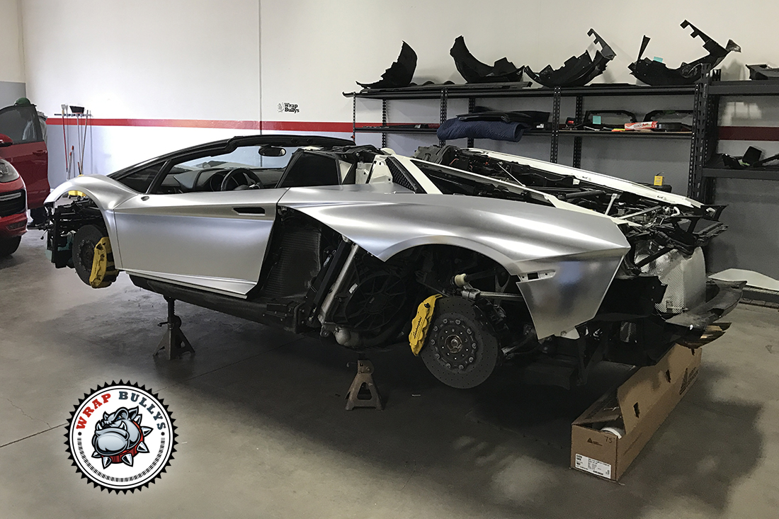 Chromatic Majesty: Lamborghini Aventador Transformed with Avery Satin Chrome Car Wrap