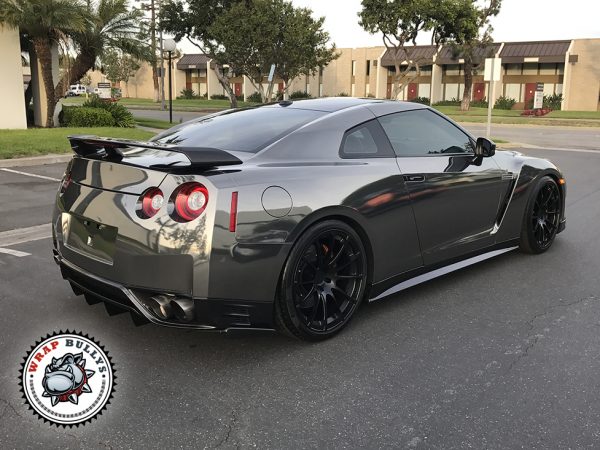 Unleash The Power: Nissan GTR Transformed with Avery Black Chrome Car Wrap