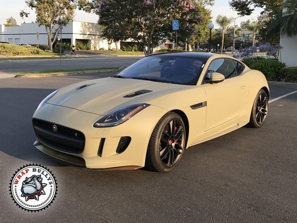 Urban Jungle Elegance: Jaguar F-Type Enhanced with 3M Matte Khaki Green Vehicle Wrap