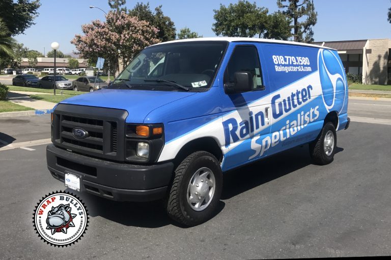 Rain Gutter Ford cargo van wrap in Gardena