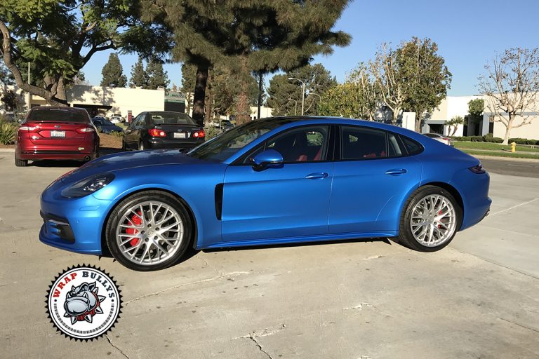 Porsche Panamera 3M Satin Perfect Blue Wrap Gardena