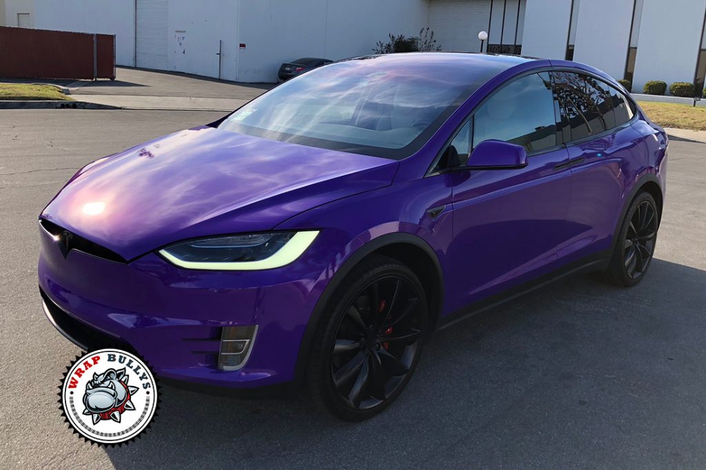 Purple Tesla X Car Wrap