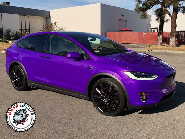 Transform Your Tesla Model X with 3M Gloss Plum Explosion Car Wrap