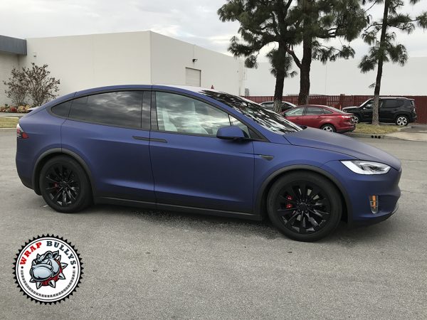 Nocturnal Elegance: Tesla Model X Transformed with Avery Matte Metallic Night Blue Car Wrap