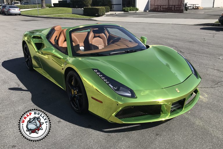 Ferrari 488 Avery Yellow Chrome Wrap Gardena