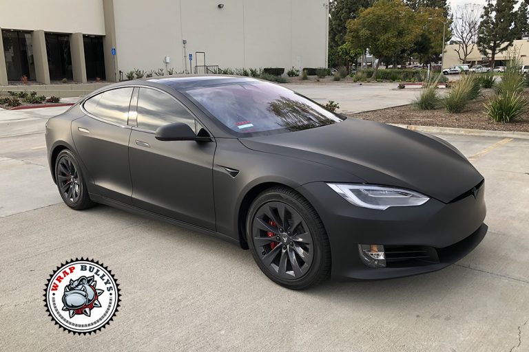 Full Deep Matte Black Wrap Tesla Model S