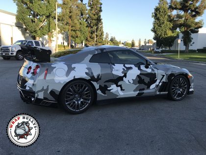 3M Snow White Camo Nissan GTR Car Wrap