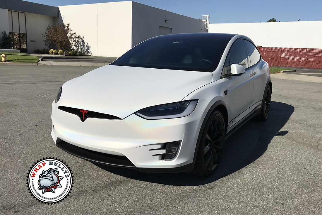 Transform Your Tesla Model X with 3M Satin Flip Ghost Pearl Wrap