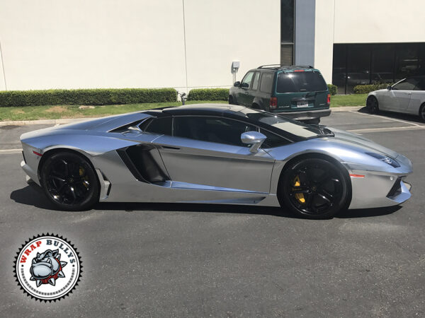 Chromatic Majesty: Lamborghini Aventador Transformed with Avery Satin Chrome Car Wrap