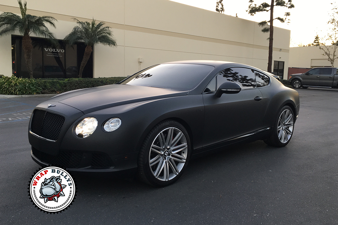Luxurious Intensity: Bentley Continental GT Enhanced with 3M Deep Matte Black Car Wrap
