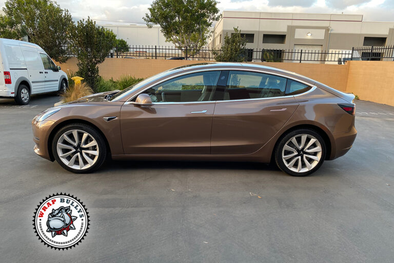 Tesla Model 3 Avery Gloss Metallic Brown Wrap Gardena