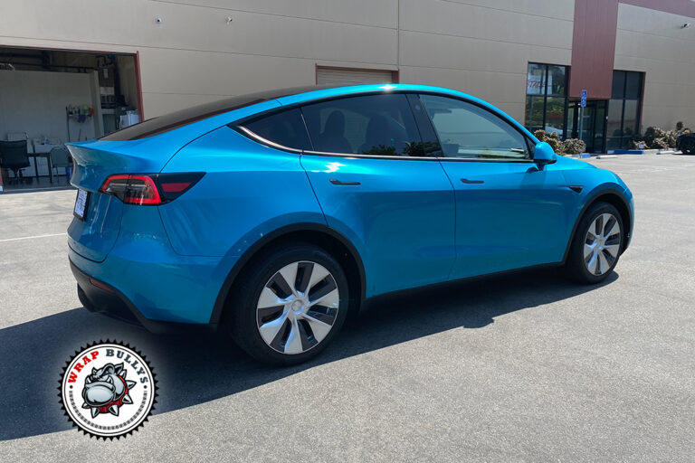 Tesla Model Y wrapped in 3M Gloss Atomic Teal in Gardena