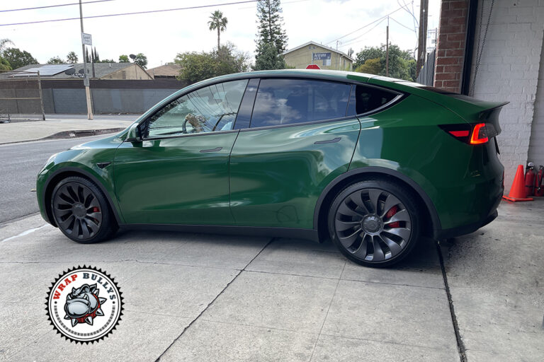 Tesla Model Y Avery Gloss Green Wrap Gardena