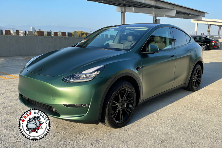 Tesla Model 3 3M Custom Satin Metallic Green Wrap Gardena