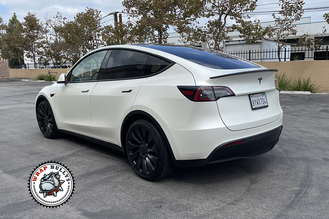 Elevate Your Tesla Model Y with 3M Satin Pearl White Car Wrap
