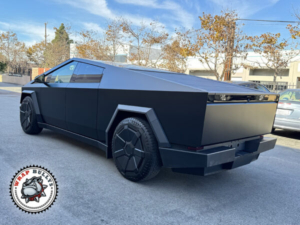 Cybertruck wrapped in 3M Satin Black