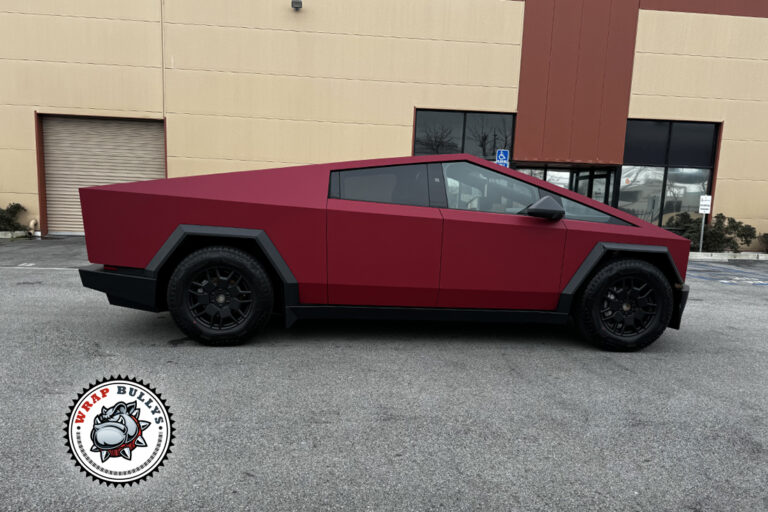 2024 Cybertruck wrapped in Avery Matte Garnet Metallic in Gardena
