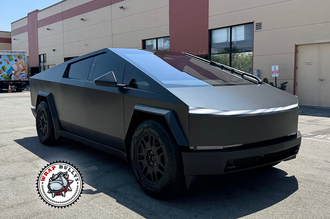Cybertruck matte smoke gray wrap by Wrap Bullys 