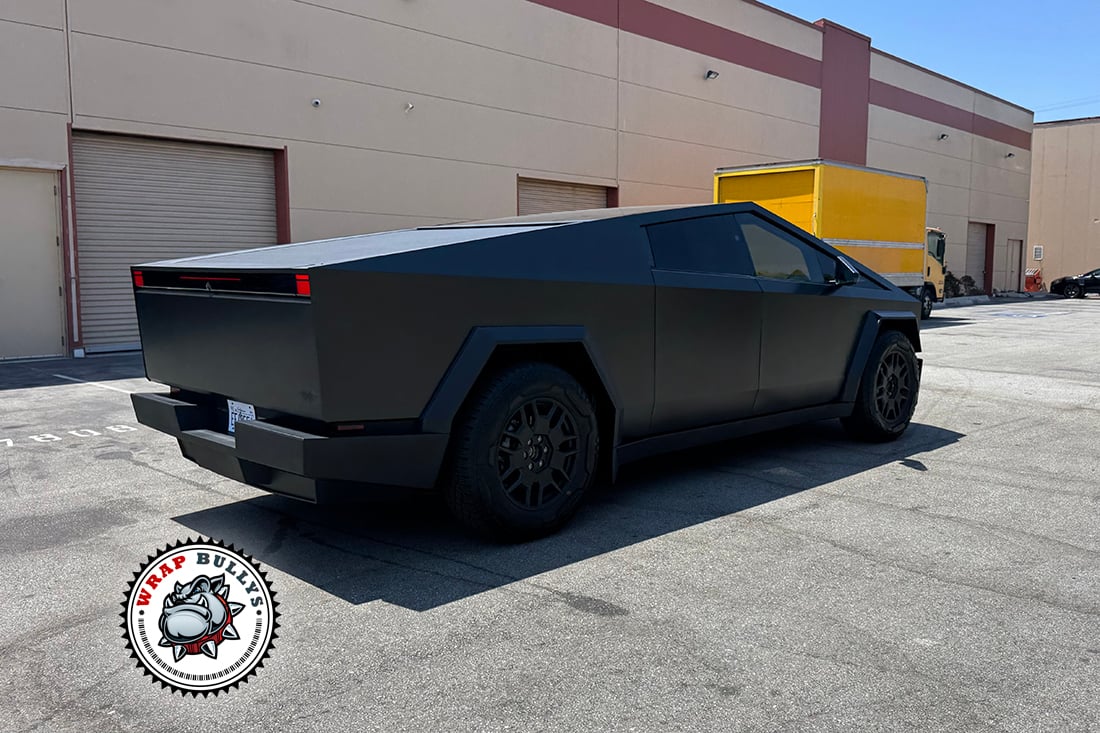 Front angle Tesla Cybertruck matte smoke gray finish 