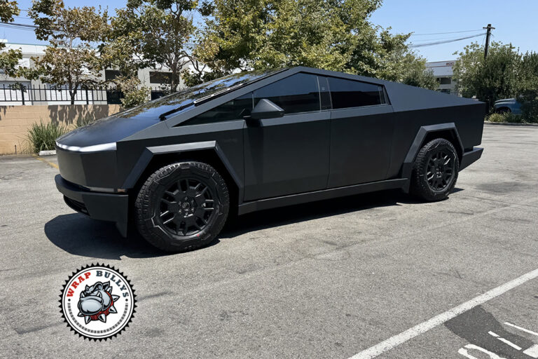 Cybertruck matte smoke gray wrap by Wrap Bullys