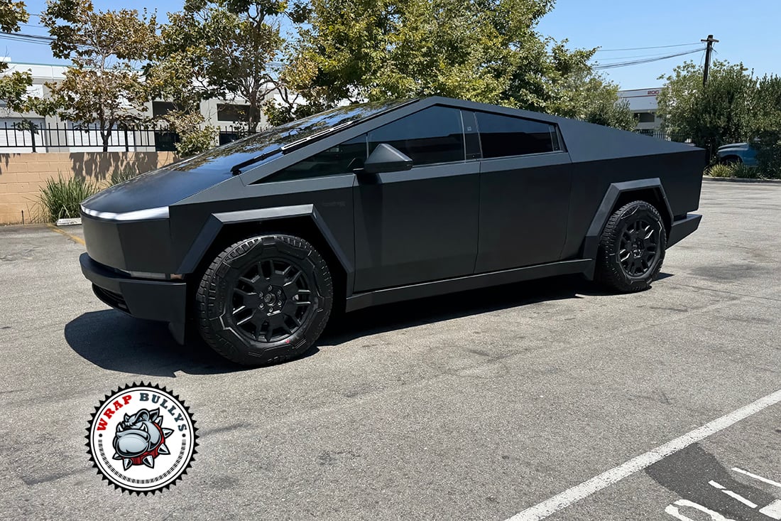 Cybertruck matte smoke gray wrap by Wrap Bullys