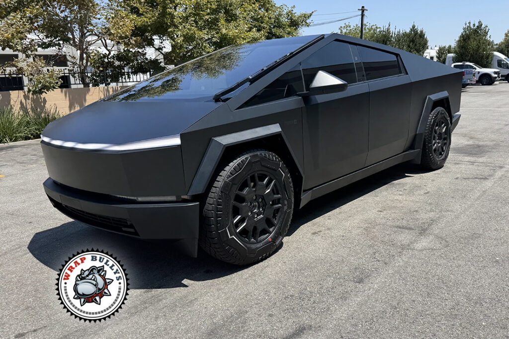 Tesla Cybertruck wrapped in 3M PWF Matte Smoke Gray South Bay