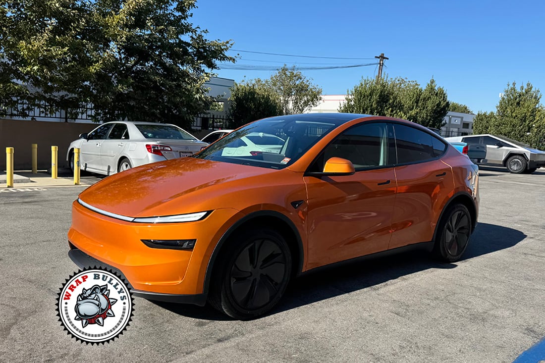 Side view of Model Y Juniper with copper accent wrap
