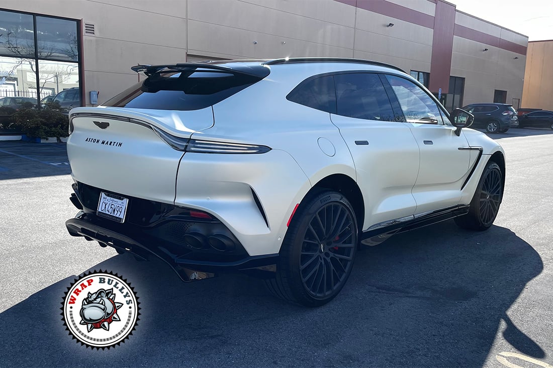 Side profile DBX 707 satin pearl white vinyl wrap