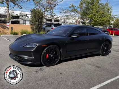 Porsche Taycan Satin Black Colored PPF Wrap South Bay Los Angeles