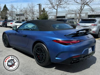 Mercedes-Benz SL63 AMG Satin Blue Vinyl Wrap South Bay Los Angeles