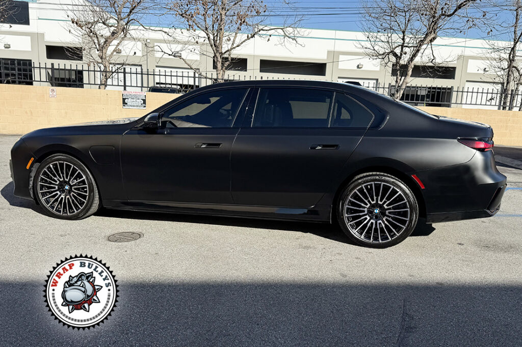 BMW I7 Satin Black PPF Driver Side View