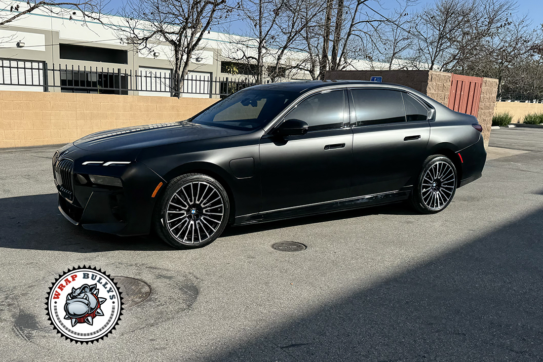 BMW I7 Satin Black PPF Side View