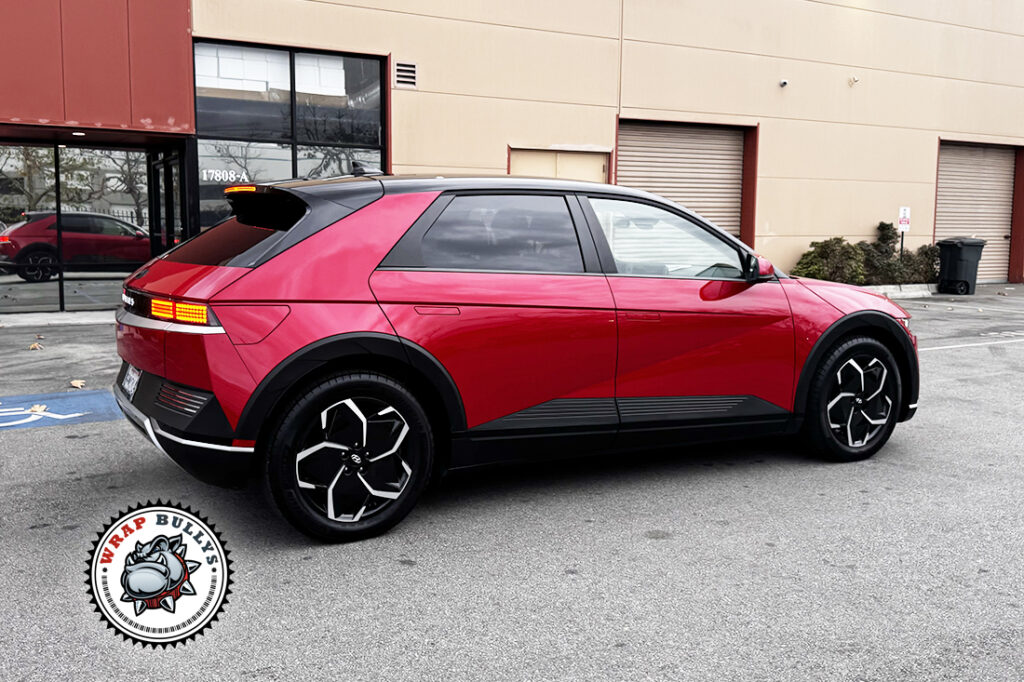 Hyundai IONIQ 5 Gloss Ruby Red Color PPF Side View