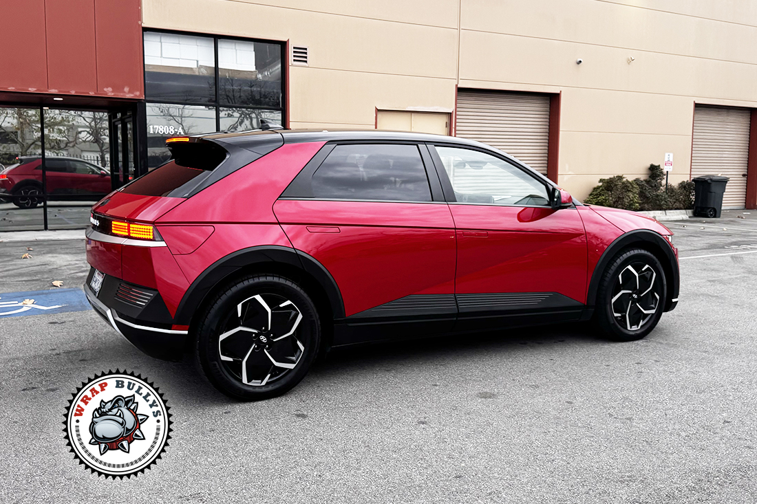 Hyundai IONIQ 5 Gloss Ruby Red Color PPF Side View