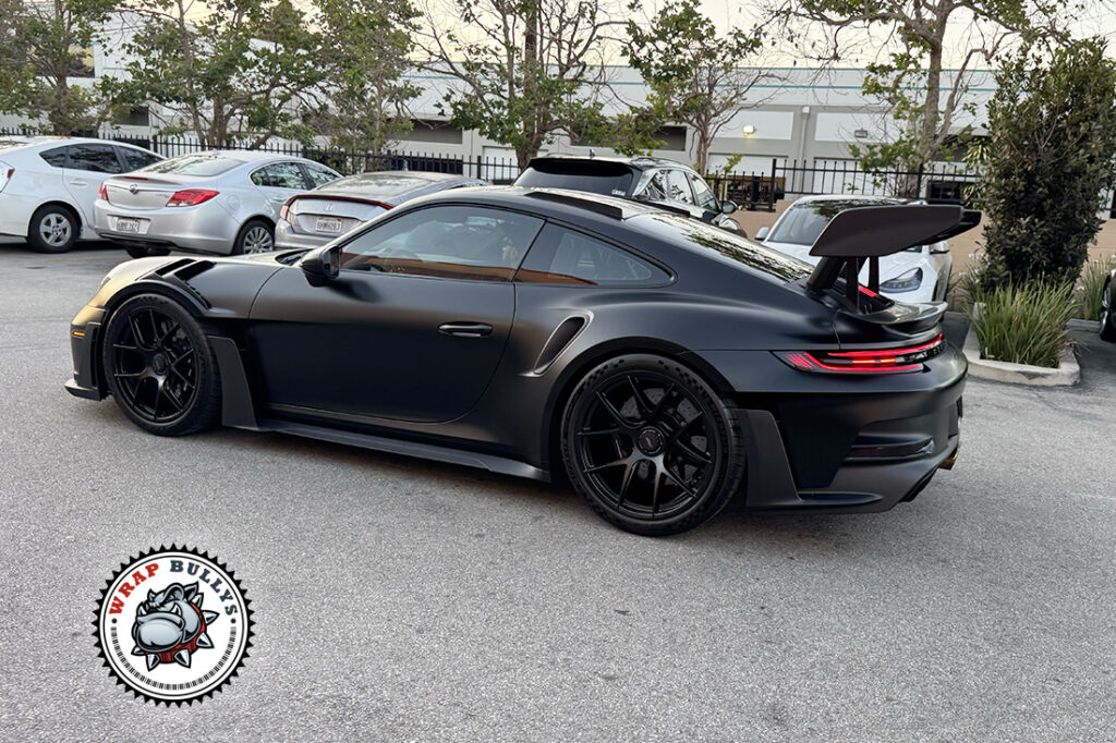 Porsche 911 GT3 RS Matte Stealth PPF Side Rear View