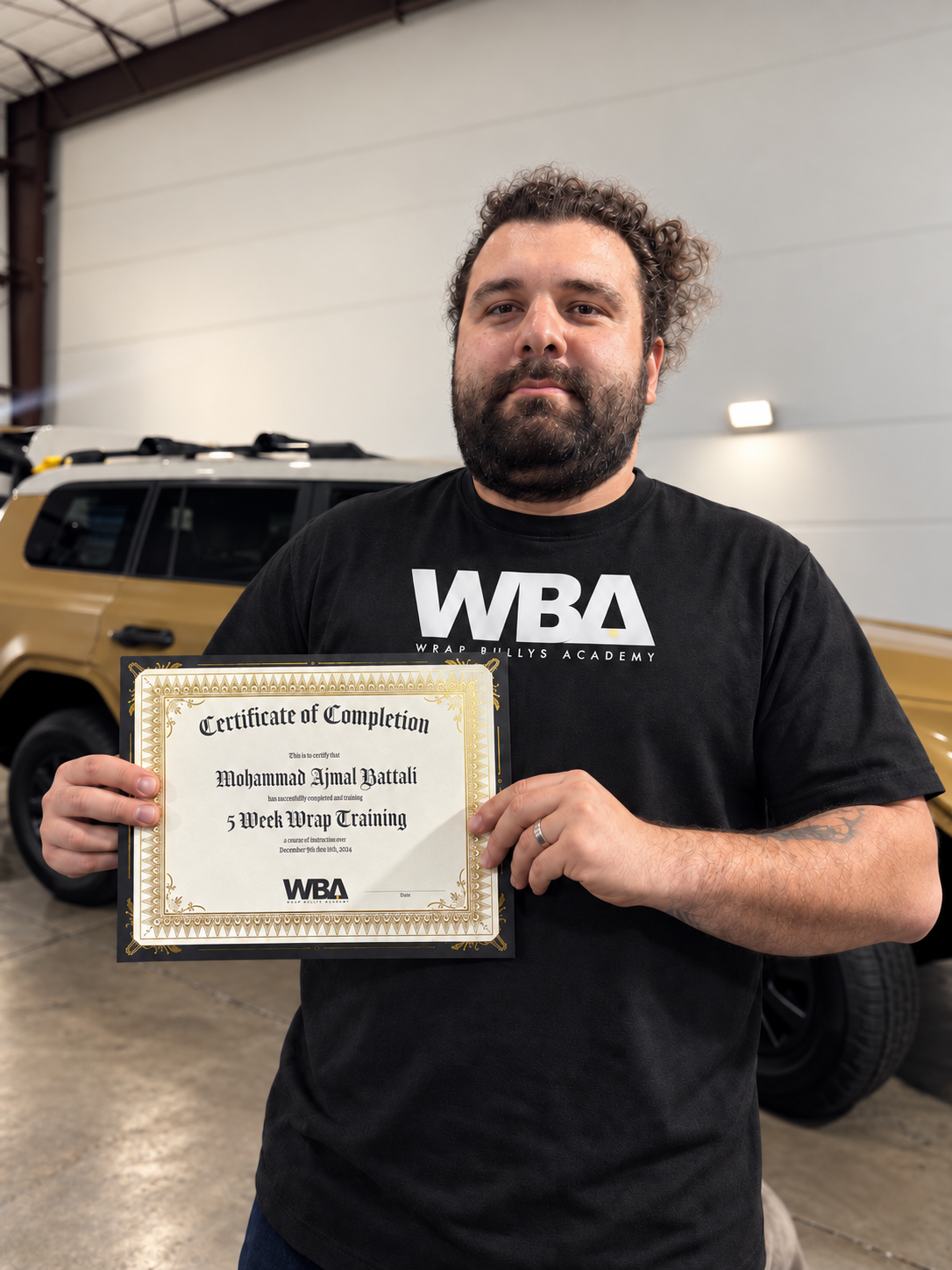 Wrap Bullys Academy five-week wrap training certificate of completion